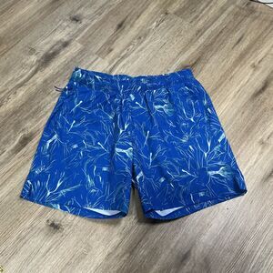 All in Motion Mens Medium Blue Floral Swim Trunks 7” Inseam Quick Dry Beach